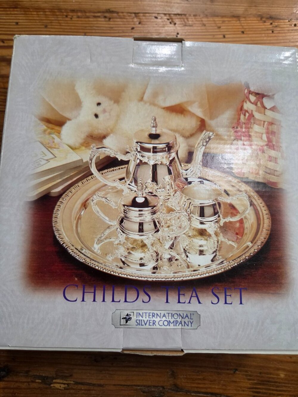 International Silver Company Childs Tea Set Tray Silverplated New In Box Vintage